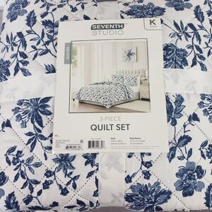 Seventh Studio 3-Pc. Quilt Set King Size Blue Alfie Floral